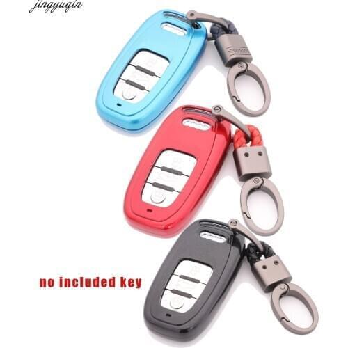 Jingyuqin Fashion 3b Remote Car Key Case Cover Paint For Audi A6L A4L Q5 A3 A4 B6 B7 B8 Smart Carbon Fiber Grain Skin Holder