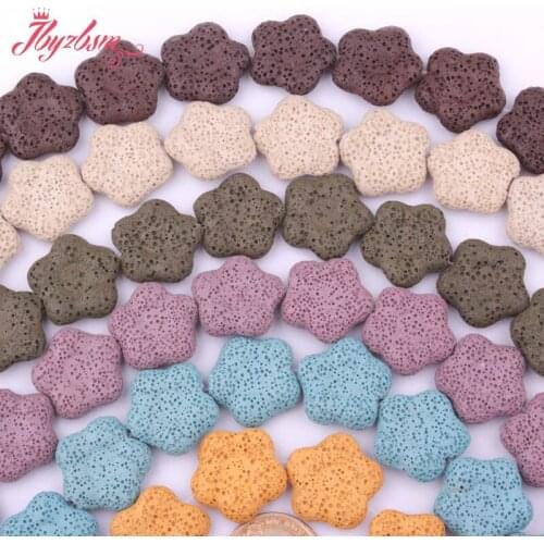 Flower Volcanic Rock Lava Beads 26mm Flower Stone Loose Spacer Beads for DIY Women Men Jewelry Making Necklace Bracelats 15"