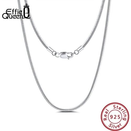 Effie Queen 100% 925 Sterling Silver Chain 40cm-60cm Length Fashion Silver Necklace Chain Women Men Jewelry Wholesale DSC09