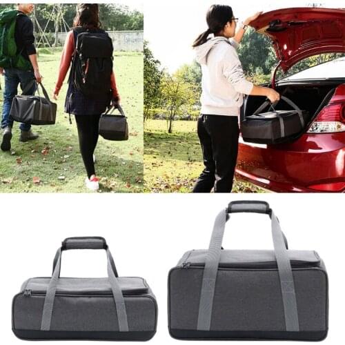 Outdoor camping gas stove, gas canister, pot carry bag storage (only a bag)picnic basket