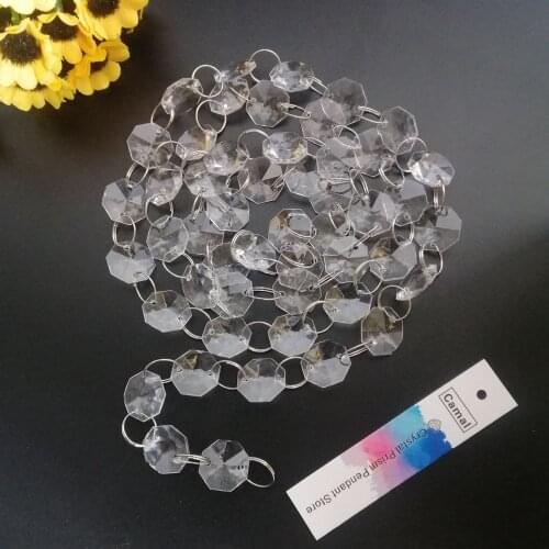 1m/3.3ft Garland Strand Hanging Acrylic Crystal Octagonal Bead Curtain Diamond Chains Party Christmas Tree Centerpiece DIY Party
