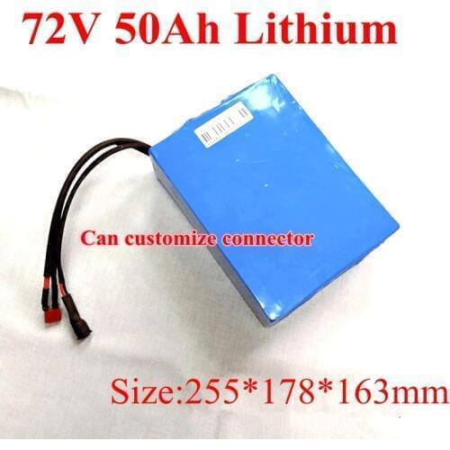 Customized Large Capacity 72v 50Ah Li-ion with BMS Lithium for 5500w Golf Club Bicycle Scooter Ebike Motorcycle +10A Charger