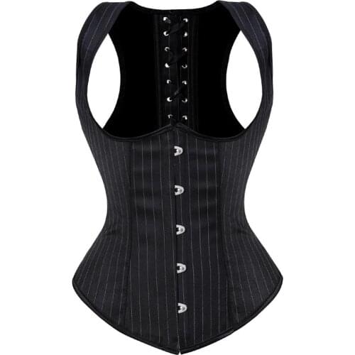 Corsets and Bustiers Women Sexy Underbust Steampunk Striped Waist Training Strap Lace up Boned Special Night Party Clubwear