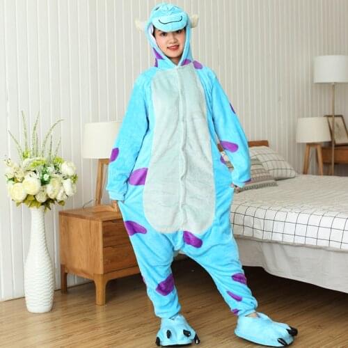 Halloween Unicorn Costumes Adults Animal Cat Sulley Bat Onesie Women Men Couple Winter Pajamas Suit Stitch Sleepwear