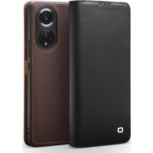 Leather Bracket Function Flip Case for Huawei Honor50 Pure Handmade Phone Cover with Card Slots for Honor 50 Pro