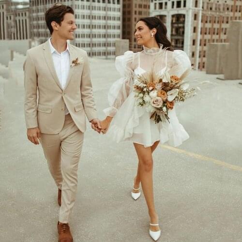 Handsome Slim Fit Wedding Tuxedos One Button Notched Lapel Mens Prom Suit Custom Made Jacket and Pants for Groom Wear