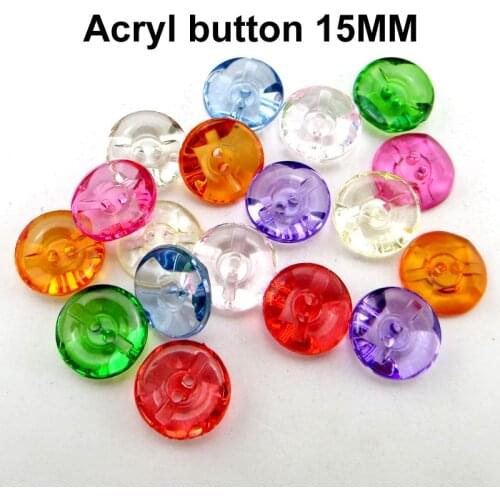 50pcs 15MM Round Transparent ACRYLIC Buttons Fits Sewing Decorative Button Scrapbooking Garment DIY Apparel Accessories A-047