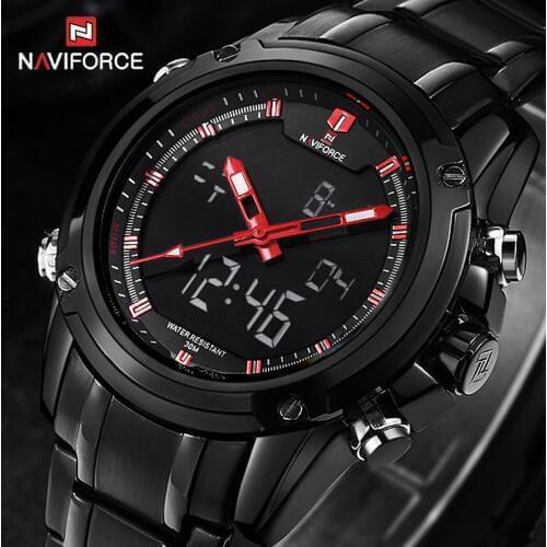Top Men Watches NAVIFORCE Mens Army Military Watches Mens Analog Quartz+LED Digital Sport Wrist Watch relogio masculino 9050