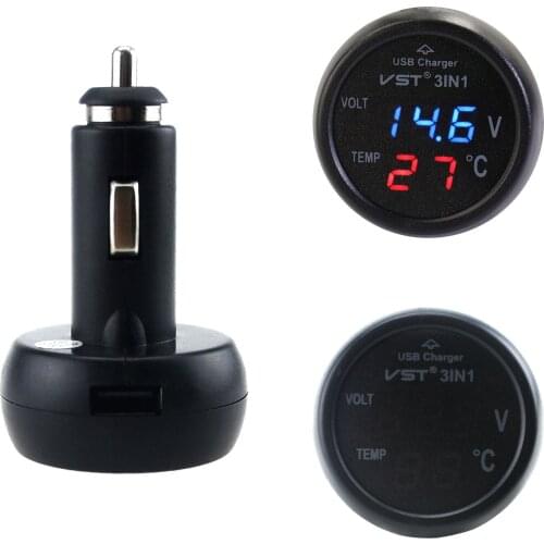 Multi-function Car Voltage Multifunctional Table LED Digital USB Phone Charger 12-24V Car Charger