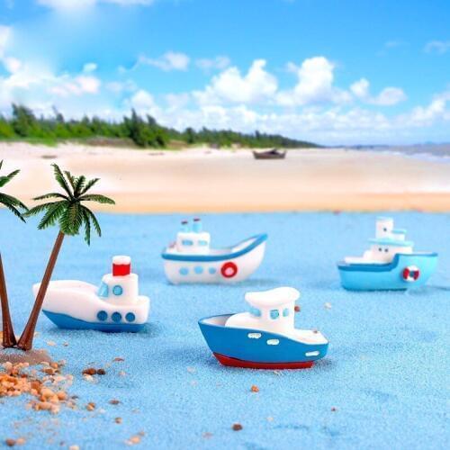 Yacht Mediterranean Sea boat Model Figurine Aquarium Ornament Craft Decor Miniature Home Fairy Garden Decoration DIY Accessories
