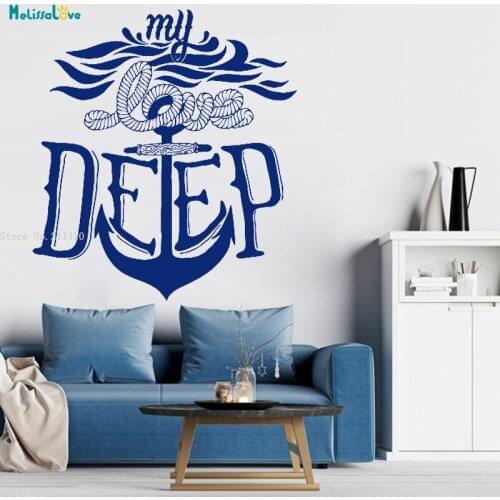 Sea Quotes Wall Vinyl Decal Ship Anchor Maritime Hemp Nautical Beach House Modern Home Décor Living Room YT4070