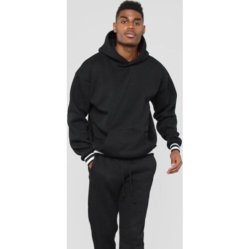 New Mens Hoodie Set Cotton Loose Long Sleeve Pullover Pure Color Casual Pants Set High Quality 2-piece Fashion Hoodie Men