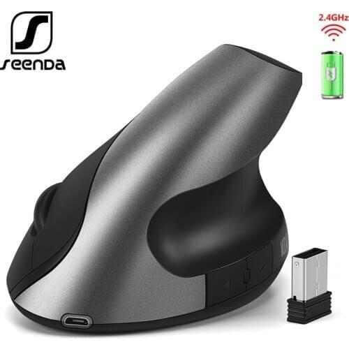 SeenDa Ergonomics Vertical Wireless Mouse Rechargeable/Battery Right Hand Mouse for PC Laptop Computer 6 Buttons Ergonomic Mice