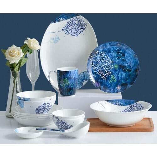 32 pcs Jingdezhen Ceramic Dinnerware Set Kitchen Tableware Dinner Dish Ceramic Plates and Dishes Bowls dishes set