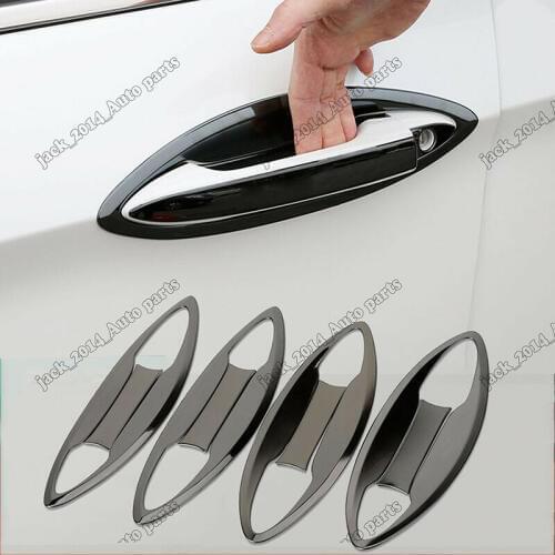 Stainless Black Exterior Door Handle Bowl Cover Trim For Honda Accord 2013-2017