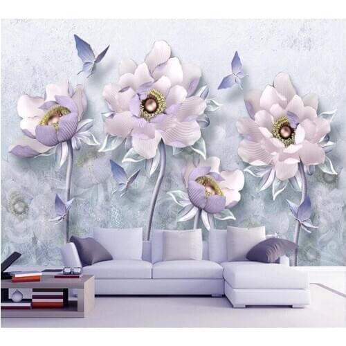 XUESU Customizable wallpaper 3D / 5D / 8D waterproof wall covering 3D three-dimensional relief peony flower retro European style
