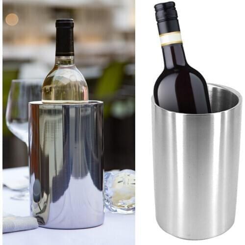 Stainless Steel Silver Double Wall Insulated Wine Chiller Iceless Wine Cooler Champagne Bucket