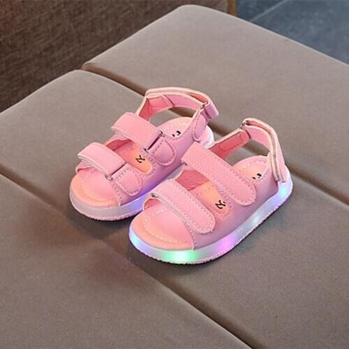 New Summer Kids Led Glowing Sandals Boys Girls Sport Casual Light Shoes Children Baby Flat Shoes Kids Beach Leather Sandals