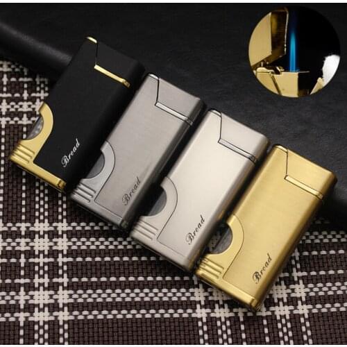 Novelty Visible fuel tank Butane inflatable gas Cigarette lighter Ultrathin jet Turbo torch flame cigar pipe outdoors igniter