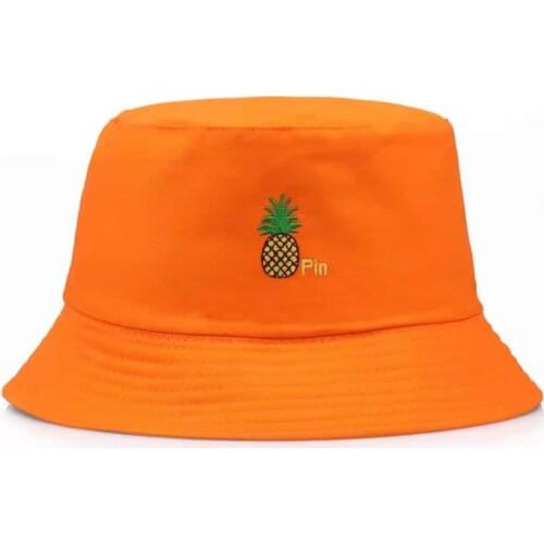 Summer Bucket Hats Fruit Pineapple Embroidery Foldable Fisherman Hat Women Beach Sun Fisherman Cap Men Fashion Panama Bucket Hat