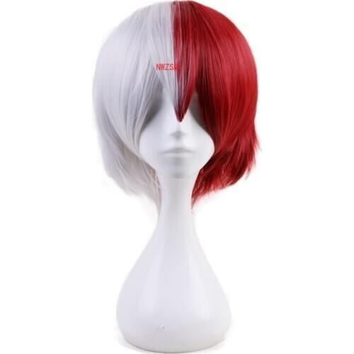 My Hero Academia Shoto Todoroki Shouto White Red Short Wig Cosplay Costume Boku no Hero Academia Heat Resistant Hair Men Wigs