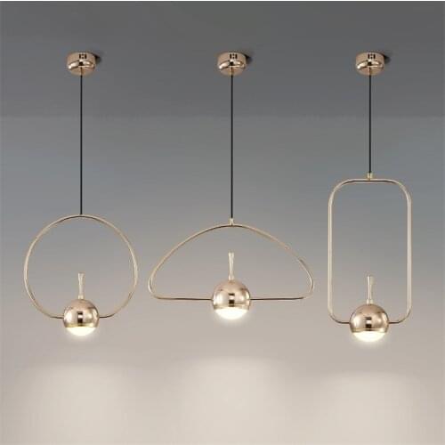 Postmodern Designer Pendant Lights Simple Home Deco Iron Art Gold Hanglamp Dining Room Kitchen Hanging Lamps Iron Art Line Lamps