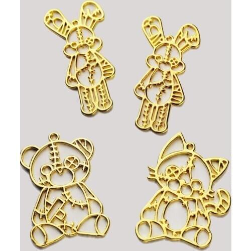 Stitched Toy Open Bezel Charm Jewlery Making Halloween Set Findings Pendant Gold Bezel Setting Cabochon UV Resin Jewelry Bezels