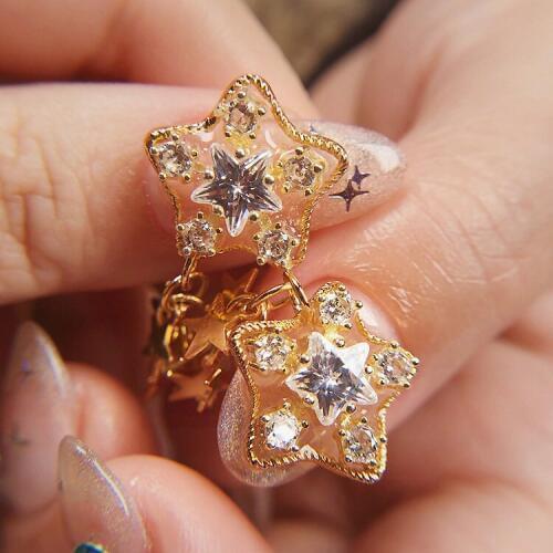 5pcs Luxury Nail Art jewelry Zircon Star Frame Nail Art High-end Nail Shop Customized Alloy Pendant Chain DIY nail Fittings