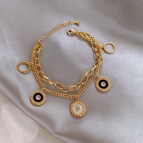 Luxury Famous Brand Jewelry Rose Gold Stainless Steel Roman numerals Bracelets & Bangles Female Charm Crystal Bracelet For Women