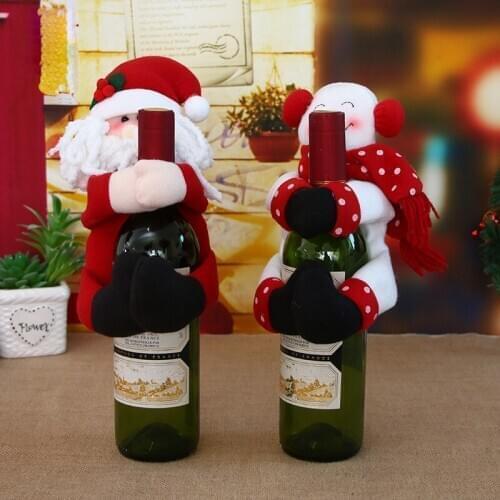 Vivid Christmas Wine Bottle Bag Smiling Snowman Champagne Hold Cup Sleeve 25*18cm