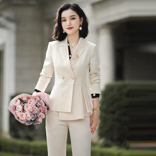Spring Autumn ZA 2 Pieces Vintage Blazer Suit 2021 Office Lady Coat Pants Elegant Design Women Basic Urban Outfits