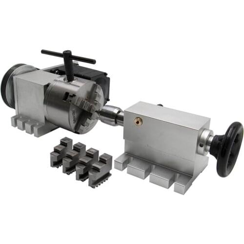 Nema 34 stepper motor (4:1) K11-100mm 3Jaw Chuck 100mm CNC 4th axis A aixs rotary + tailstock for cnc router