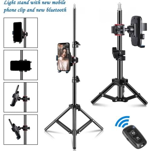 SH Photography Tripod Light Stands With Phone Holder Bluetooth Adjustable Light Stand Photo Tripod For Ring Light Photo Studio