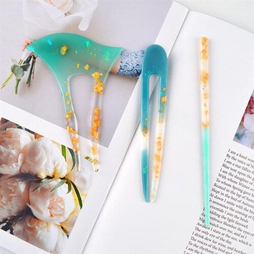 3Pcs DIY Silicone Hair Stick Mold Epoxy Resin Hairpin Mold Casting Mold