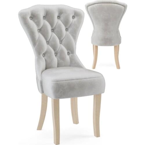 Dining Chair High Back Modern Tufted Upholstered Accent Chair Padded Seat Solid Wood Legs for Home Kitchen Dining Room Grey