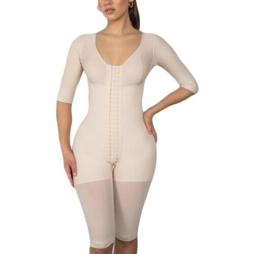 Long Compression Body Shaper With Sleeves 2nd Stage Postoperative Flat Abdomenfaja Skims Bodysuit