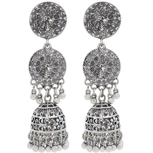 Ethnic Peacock Drop Dangle Earrings for Women Boho Vintage Big orecchini Metal Hanging Earring Indian Tribal Jewelry Gift