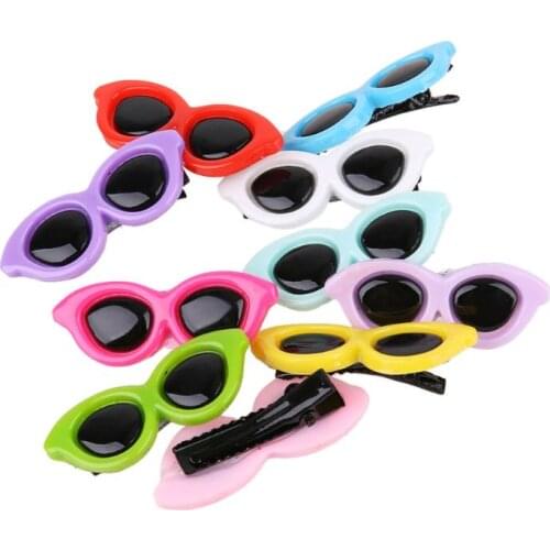 10 Pcs/set Pet Grooming Accessories Colorful Cats Dog Bows Hairpin Headdress Clip Pet Dog Bow Hair Sunglass Random Color
