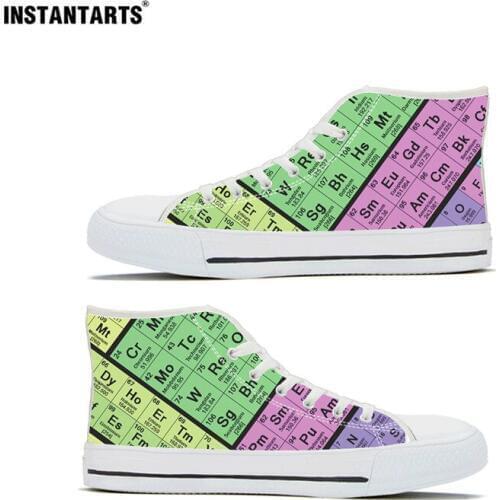 INSTANTARTS Periodic Table Printing Canvas Women‘s Shoes Students Fashion High Style Flats Sneakers Vulcanized Ladies Trainer