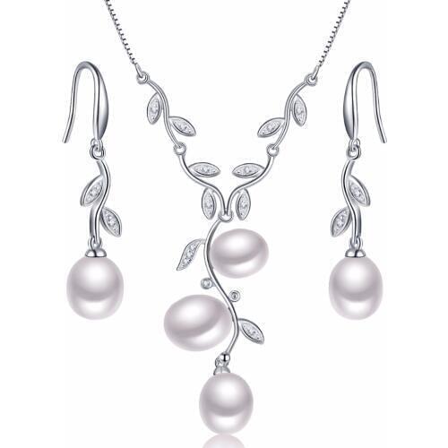 Sinya 925 sterling silver fine jewelry set Natural freshwater pearl necklace and earring women party evening dress set