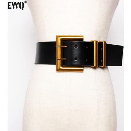 [EWQ] 2021 New Autumn Trendy Wid Belt For Women Solid Casual Fashion Waistband All-match Metal Buckle Leather Corset Belt Female
