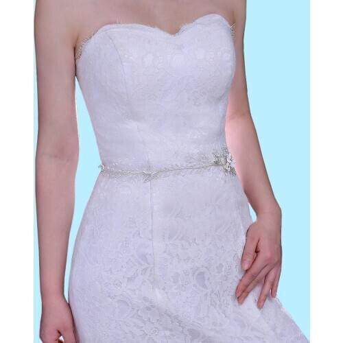 ZMSH344 Bridal Sash for Wedding Gown Beaded Belt Silver Wedding Sash Bridal Belts Wedding Belt for Bride Dress Evening Dresses