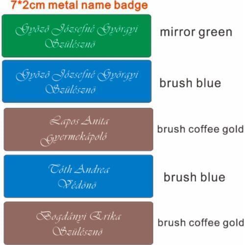 5pcs custom 70*20mm magnet name tag badge personalized laser employee badge with metal plate