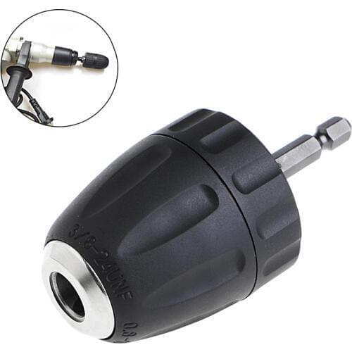 0.8-10mm Keyless Drill Chuck Converter 3/8" 24UNF + 1/4" Hex Shank SDS Adaptor