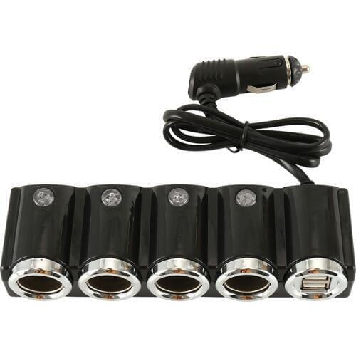 DC 12V/24V 4 Way Auto Car Cigarette Lighter Socket Splitter Power Charger Adapter Charging Dual USB Ports for Smartphones Hot