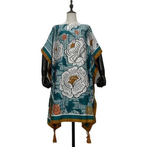 2021 New fashion Floral Printed Cotton Blouse For Women Thailand Popular Summer Beach Party Lady caftan Top clothes for Party