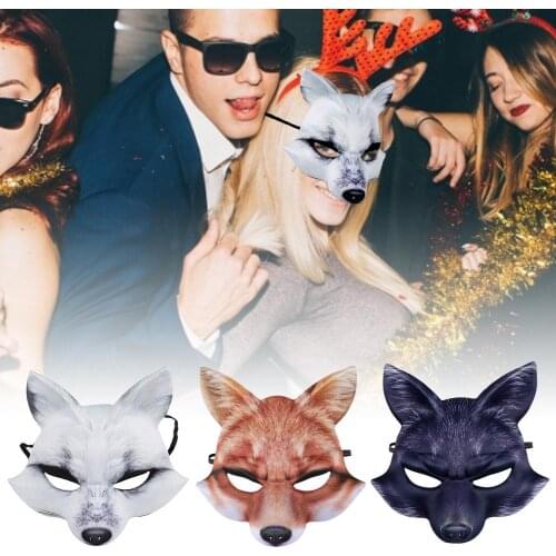 2021 Halloween carnival party props EVA half face white fox mask