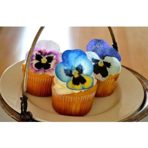 24 Pansy Flower Edible Cake Topper Wafer Rice Paper Cake Cupcake Topper Decoration Birthday Party Wedding Cake Decor Supplier
