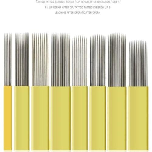 50Pcs 0.25mm Microblading Blades Tattoo Needles 9 15 17 19 21 Pin Double Rows For Semi Permanent Makeup Manual Pen Eyebrow