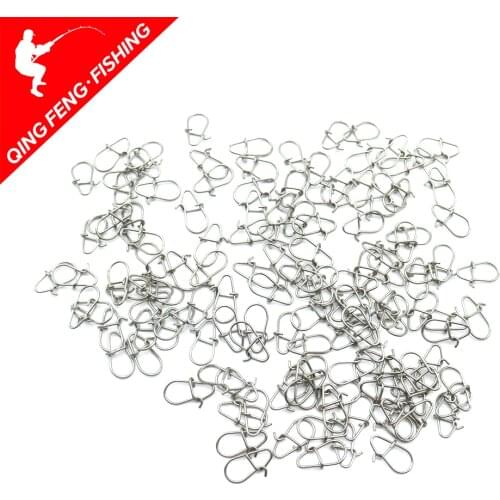 50pcs/bag Stainless Steel Hook Fast Clip Lock Snap Swivel Solid Rings Safety Snaps Fishing Hook Connector
